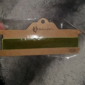 Olive green velvet choker